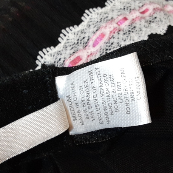 Rampage Womens Medium Mesh Slip Dress Black Underwire Nightie Lace Trim - Picture 10 of 10